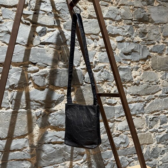 Yohji Yamamoto Other - Yohji Yamamoto Black Crinkled Leather Crossbody Bag